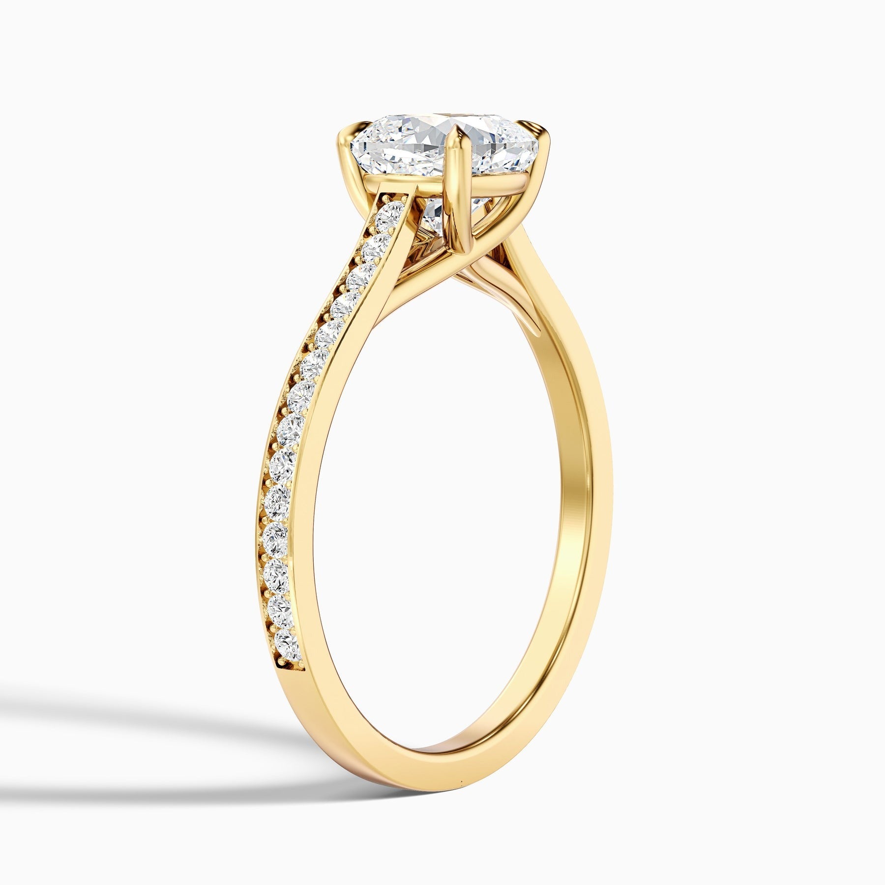 Amour Cushion Cut Side Stone Pave Lab Grown Engagement Ring